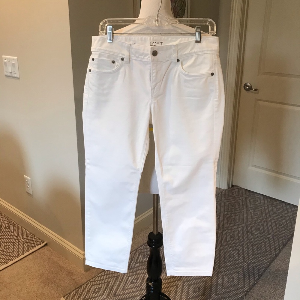 Loft Modern Crop White Jeans